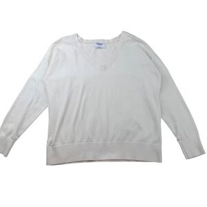 Old Navy V-Neck Sweater SoSoft White Minimalist Preppy Light Academia Womens M